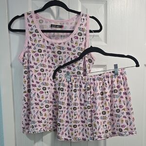 ANDREA Kids Pink Pajama Set Sleeveless Tank and Shorts